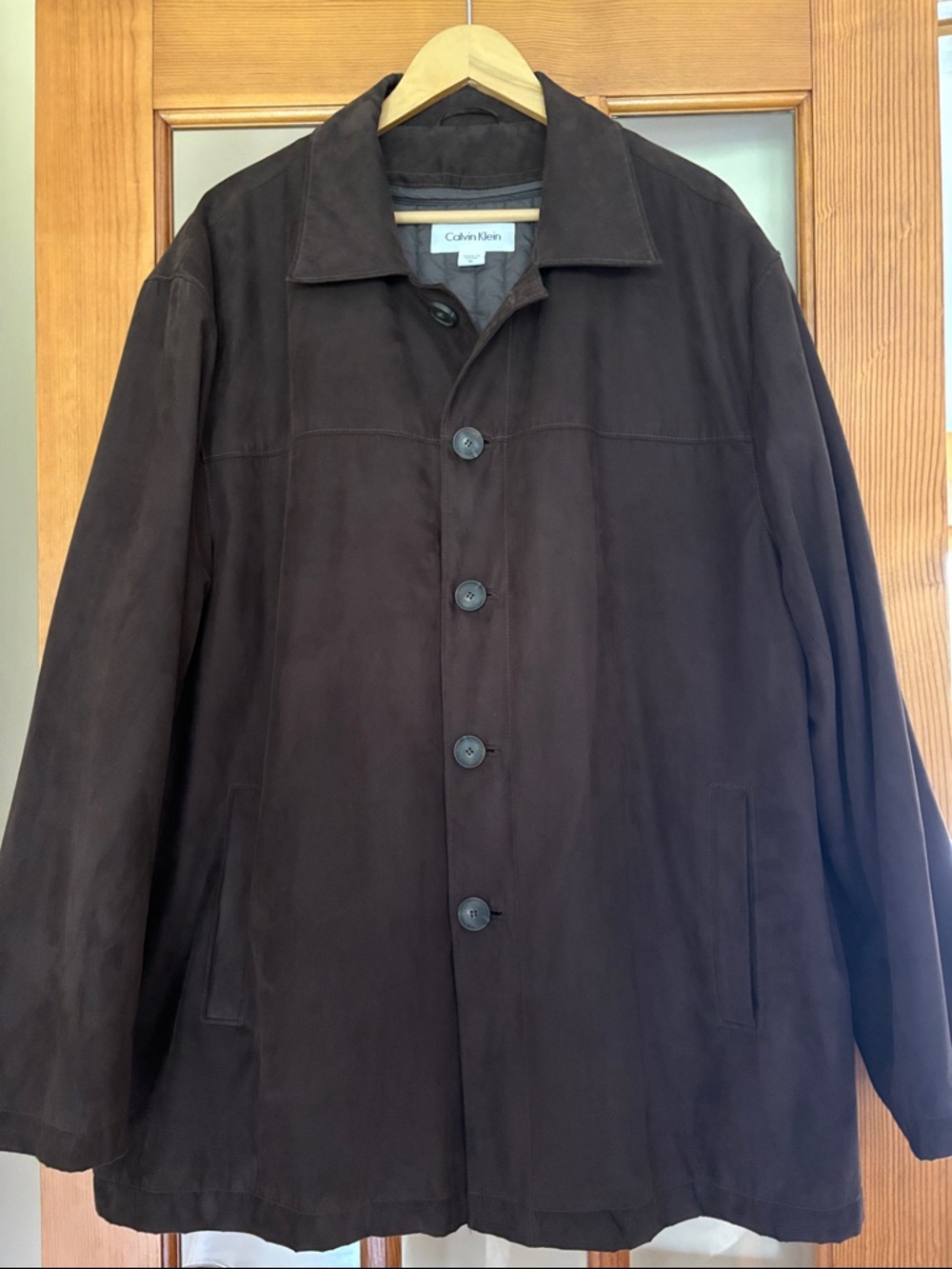 Calvin Klein Dark Brown Button-Front Shirt Jacket Removable Lining XL